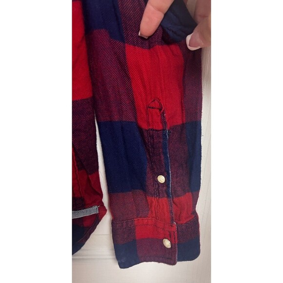 Flag Anthem Shirt Mens Medium Red Blue Button Up Buffalo Plaid Flannel - Picture 5 of 8